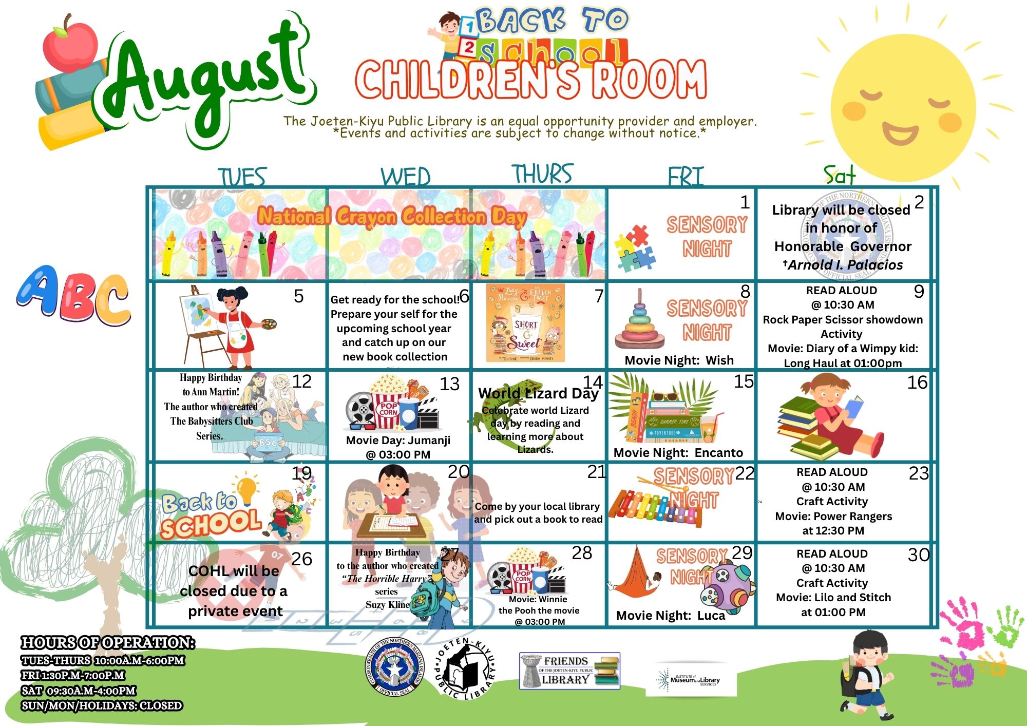 August 2025 Calendar of Events