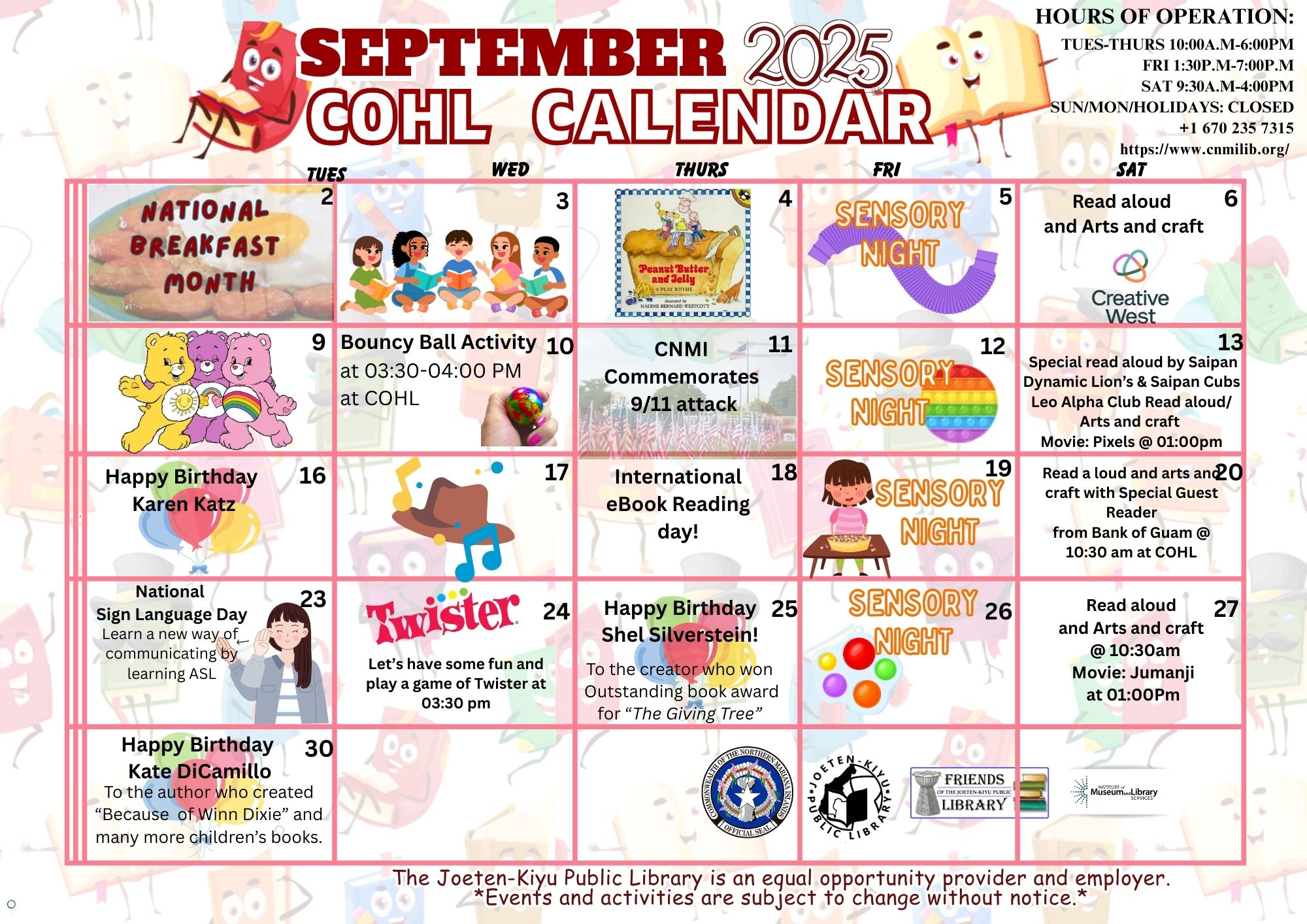September 2025 Calendar of Events