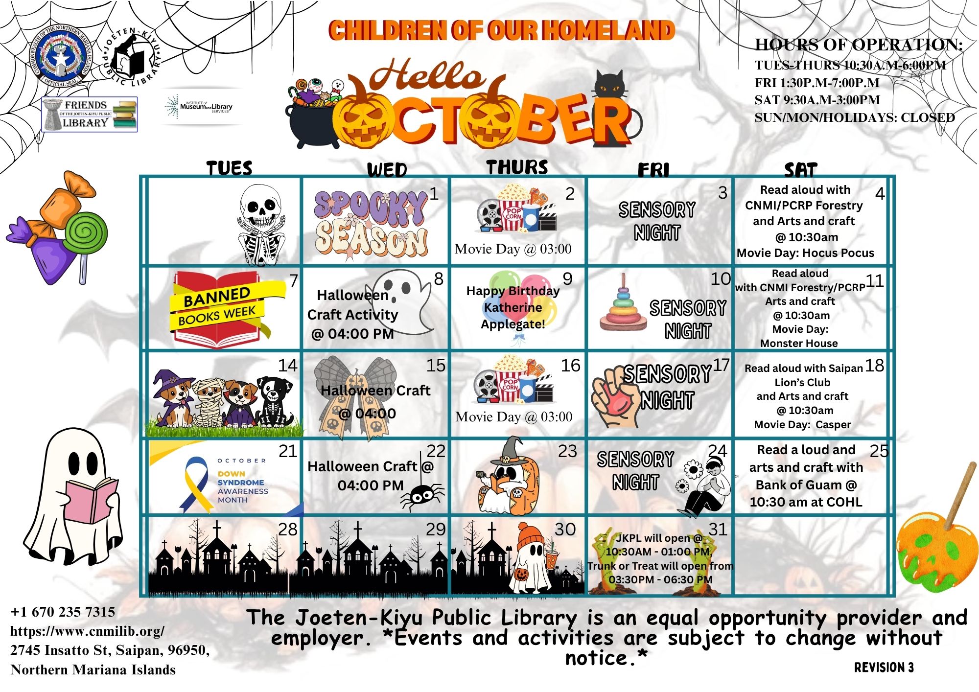 October 2025 Calendar of Events